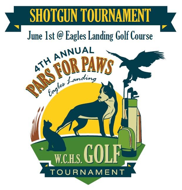 the logo for the annual paws for paws golf tournament