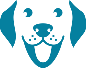 a blue dog with a mustache on it's face