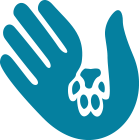 a blue hand with a flower on it